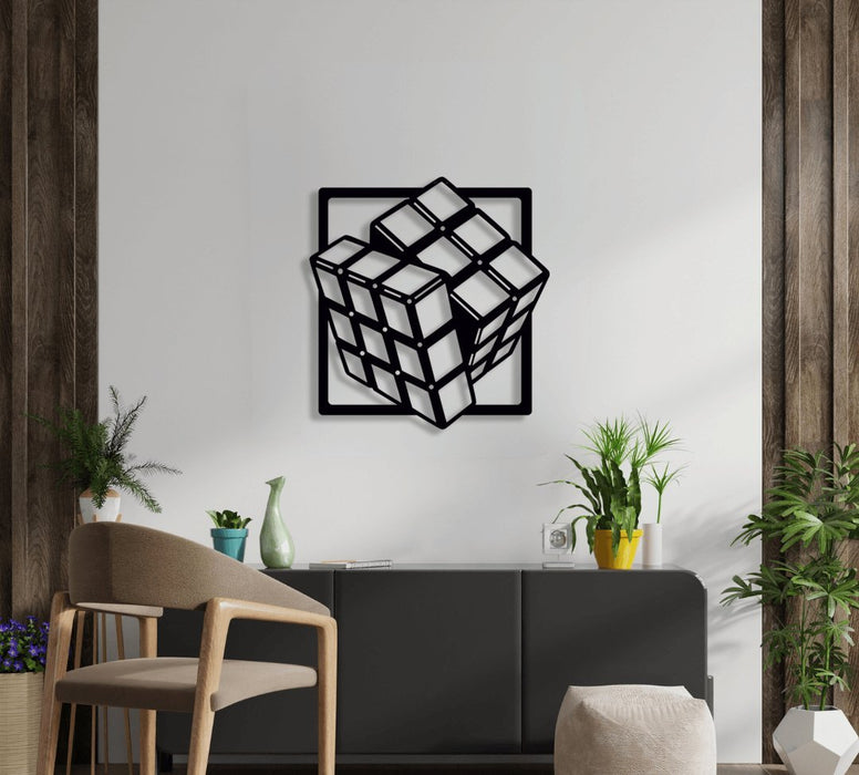 NR Dizayn | Rubix Cube Decorative Metal Wall Art