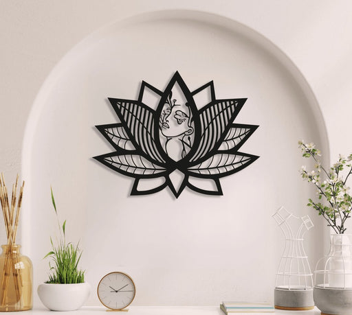 NR Dizayn | Woman & Lotus Decorative Metal Wall Art