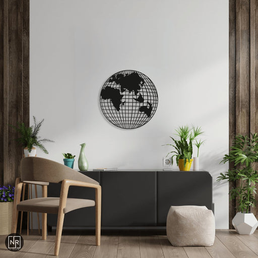 NR Dizayn | World Map Globe Decorative Metal Wall Art