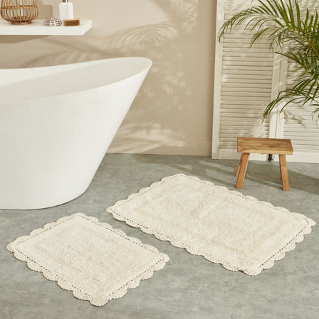 Sarah Anderson Arlene 2-Piece Bath Mat Set in Ecru