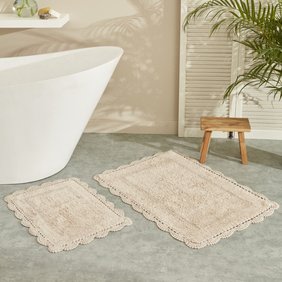 Sarah Anderson Arlenge 2-Piece Bathroom Mat Set in Beige