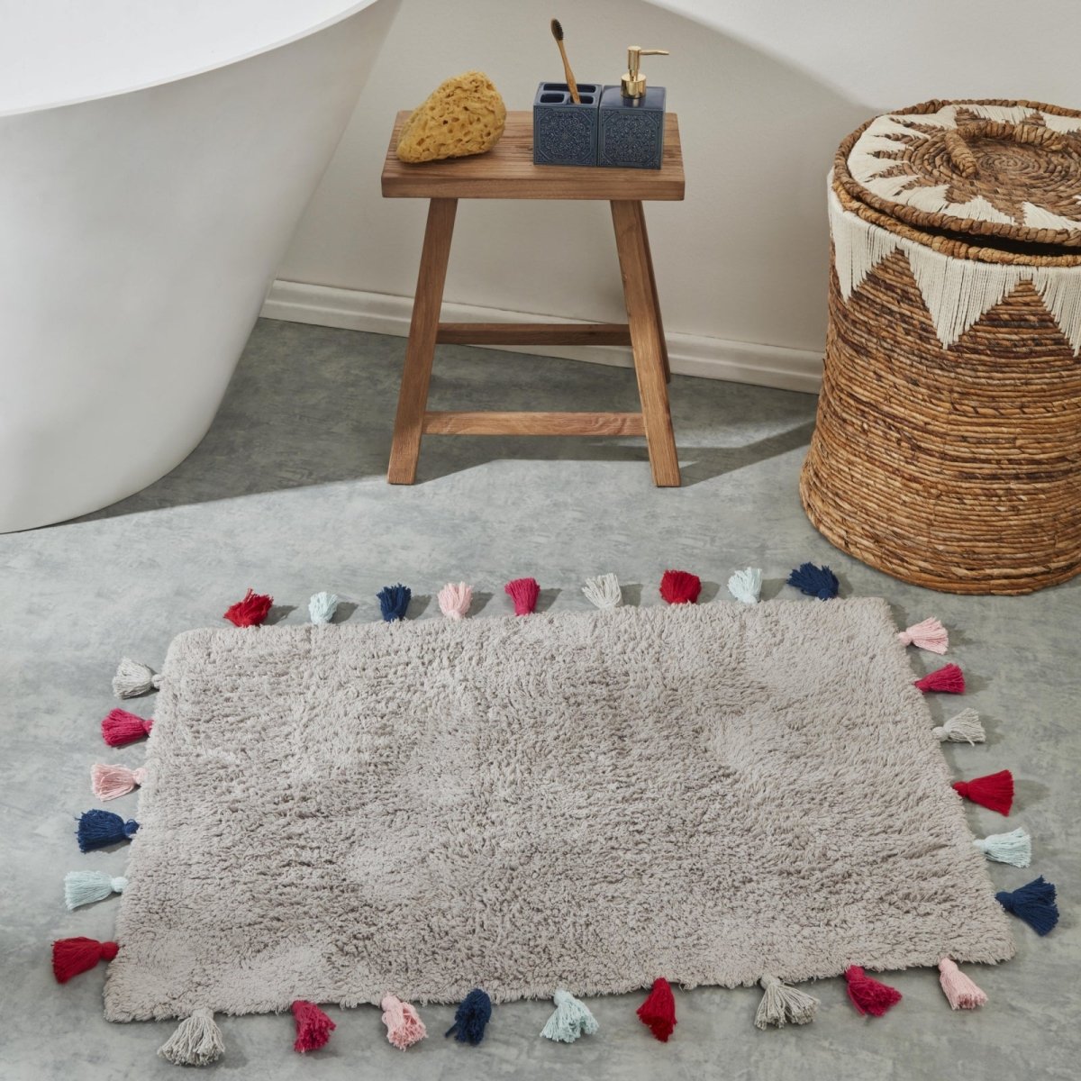 Sarah Anderson Tassel Bath Mat (Grey)