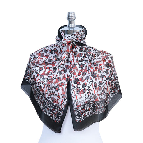 Sira Lale Elegant Silk Scarf in Black & Orange