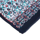 Sira Lale Elegant Silk Scarf in Black & Turquoise