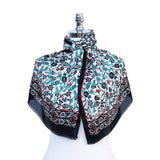 Sira Lale Elegant Silk Scarf in Black & Turquoise