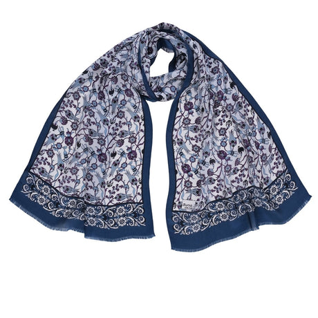 Sira Lale Elegant Silk Scarf in Blue and Black