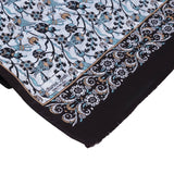 Sira Lale Elegant Silk Scarf in Chocolate Brown, Cream & Sky Blue