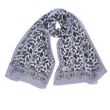 Sira Lale Elegant Silk Scarf in Silver & Gray