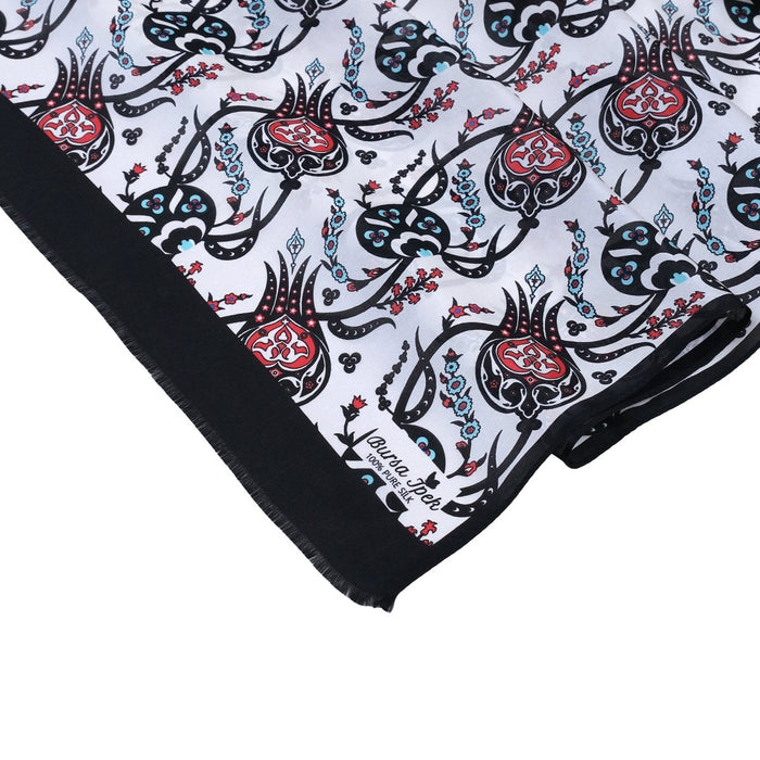 Sirali Lale Breathable Silk Scarf in Black Color