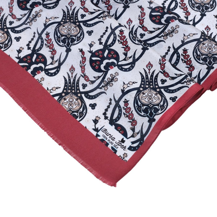 Sirali Lale Breathable Silk Scarf in Blood Red Color