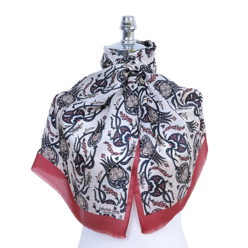 Sirali Lale Breathable Silk Scarf in Blood Red Color Bursa İpek Scarves