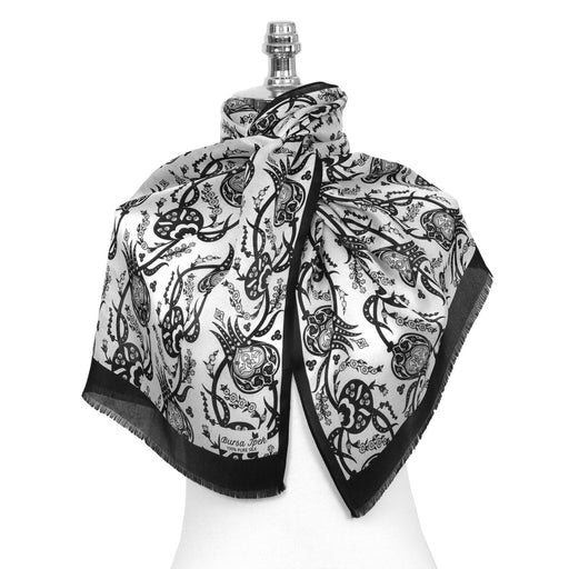 Sirali Lale Breathable Silk Scarf in Charcoal Color Bursa İpek Scarves