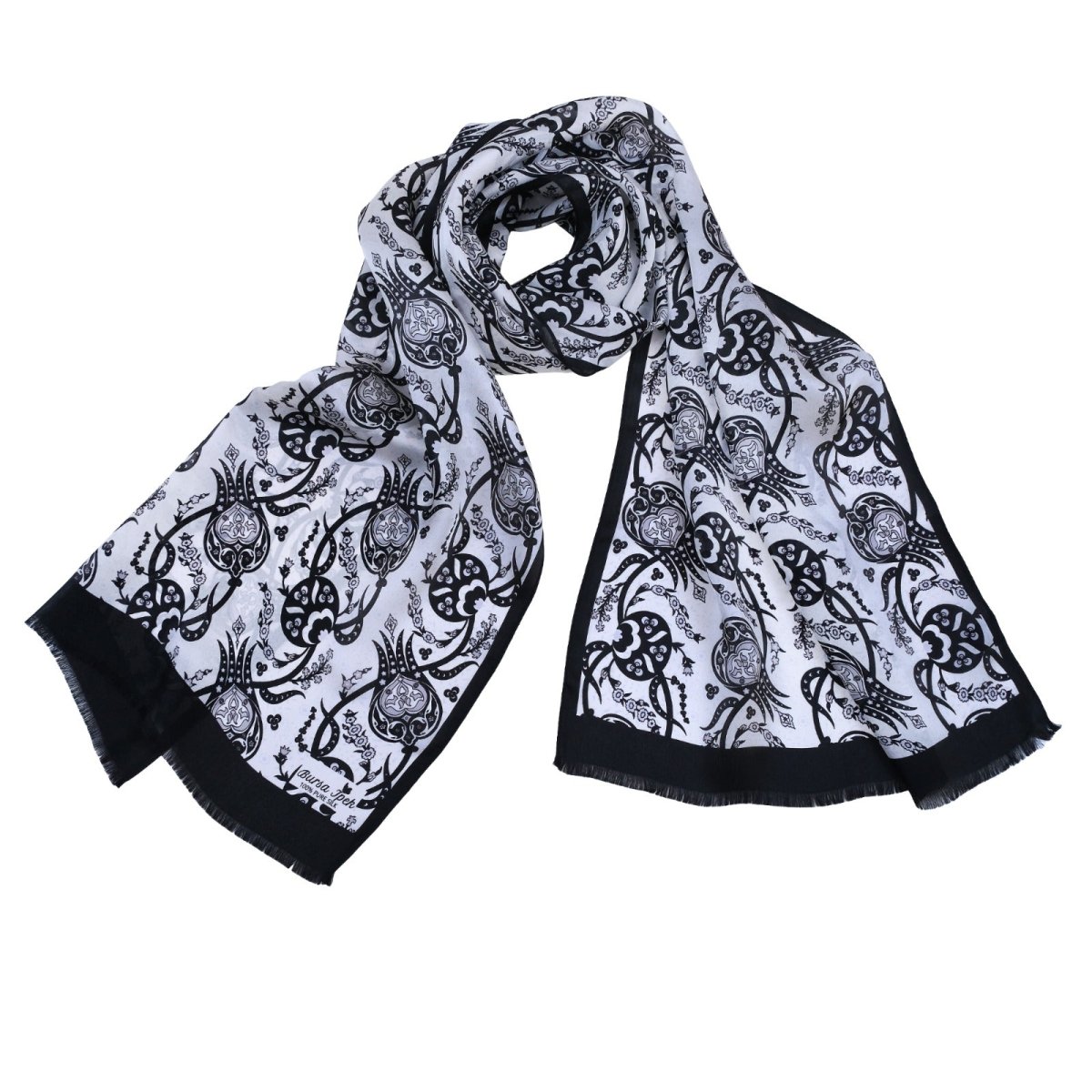 Sirali Lale Breathable Silk Scarf in Charcoal Color - TryAladdin