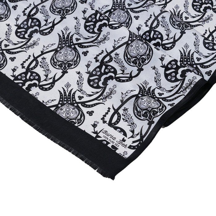 Sirali Lale Breathable Silk Scarf in Charcoal Color