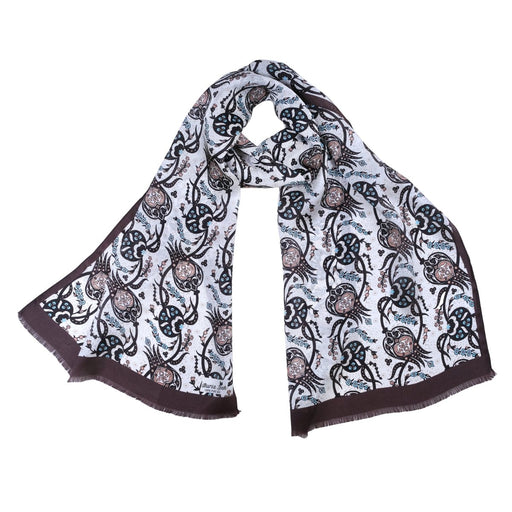 Sirali Lale Breathable Silk Scarf in Chocolate Brown Color