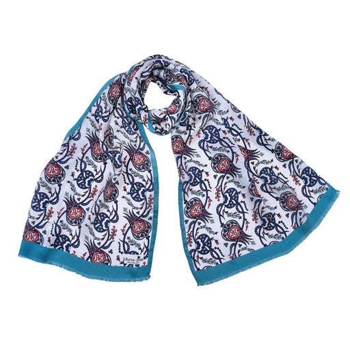 Sirali Lale Breathable Silk Scarf in Deep Sea Blue Color