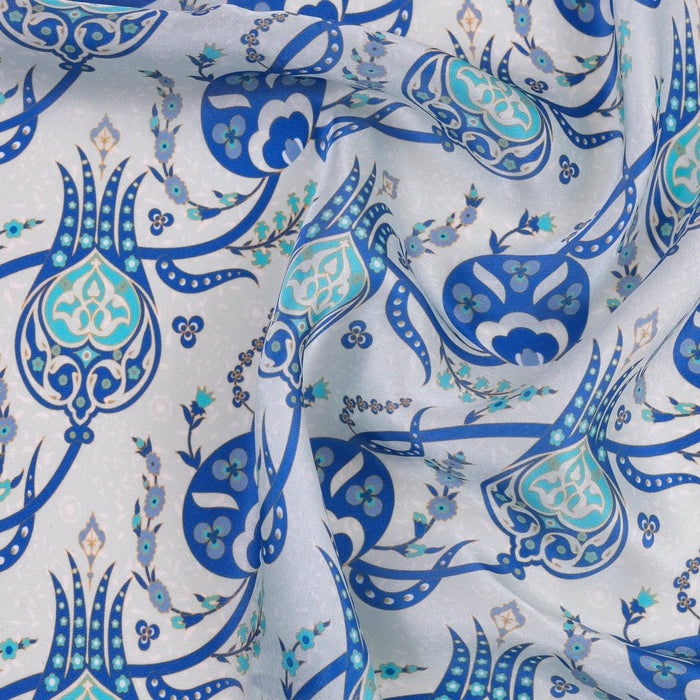 Sirali Lale Breathable Silk Scarf in Ink Blue Color Bursa İpek Scarves