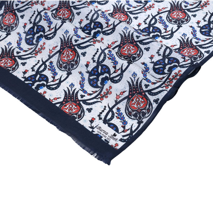 Sirali Lale Breathable Silk Scarf in Royal Blue Color