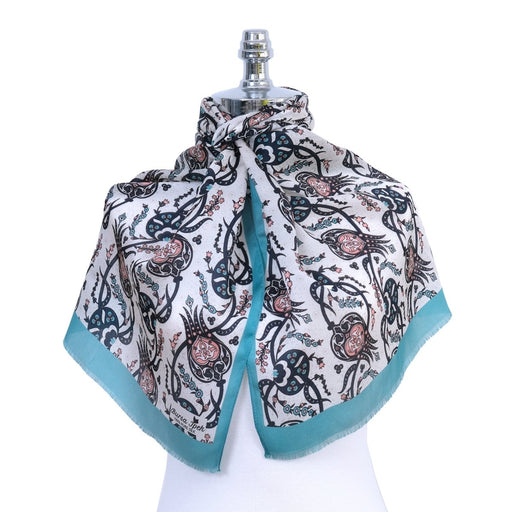 Sirali Lale Breathable Silk Scarf in Sapphire Blue Color