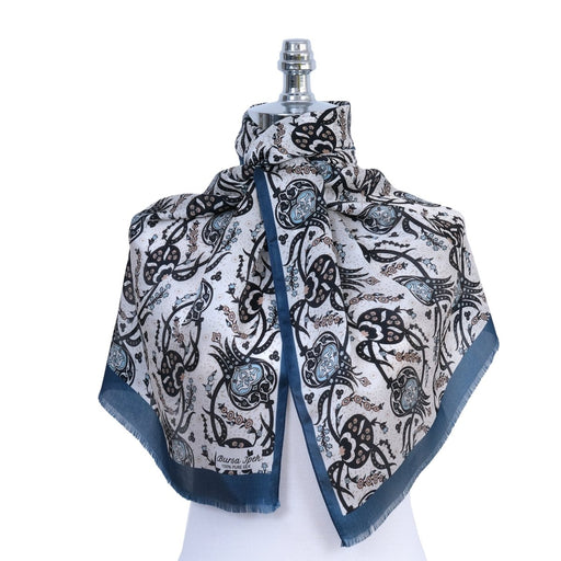 Sirali Lale Breathable Silk Scarf in Teal Color