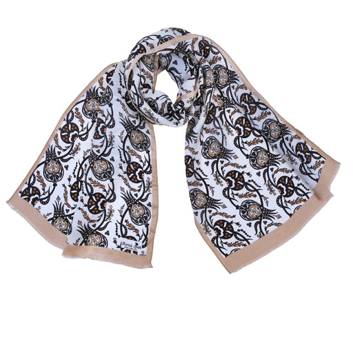 Sirali Lale Breathable Silk Scarf in Tumbleweed Brown Color