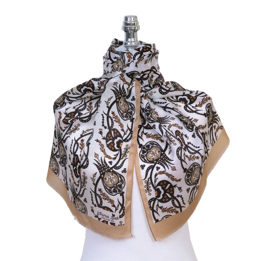 Sirali Lale Breathable Silk Scarf in Tumbleweed Brown Color Bursa İpek Scarves