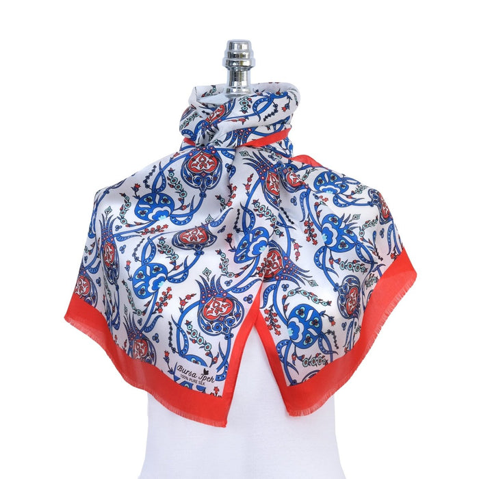 Sirali Lale Breathable Silk Scarf in Vibrant Red Color