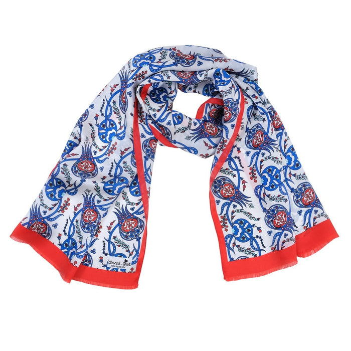 Sirali Lale Breathable Silk Scarf in Vibrant Red Color