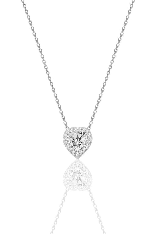 Sogutlu | Silver Diamond Mounted Heart Model Necklace Sogutlu Necklaces