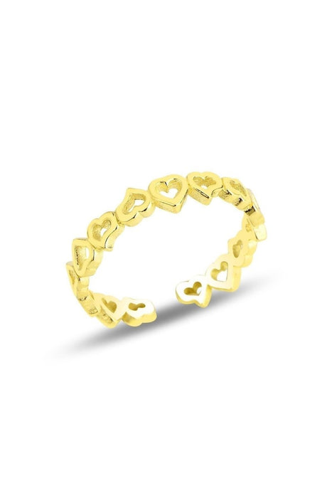 Sogutlu | Silver Gold Gilded Connecting Hearts Adjustable Ring