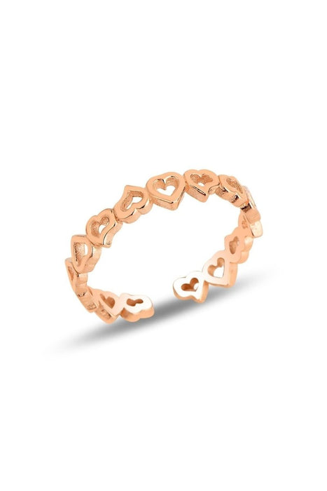 Sogutlu | Silver Gold Gilded Connecting Hearts Adjustable Ring Sogutlu Rings