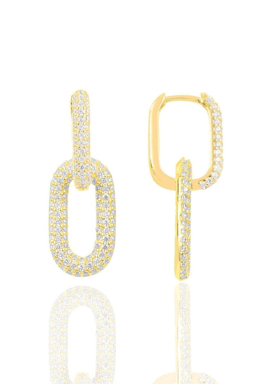Sogutlu | Silver Gold Gilded Zircon Stone Dangle Trend Earrings Sogutlu Earrings