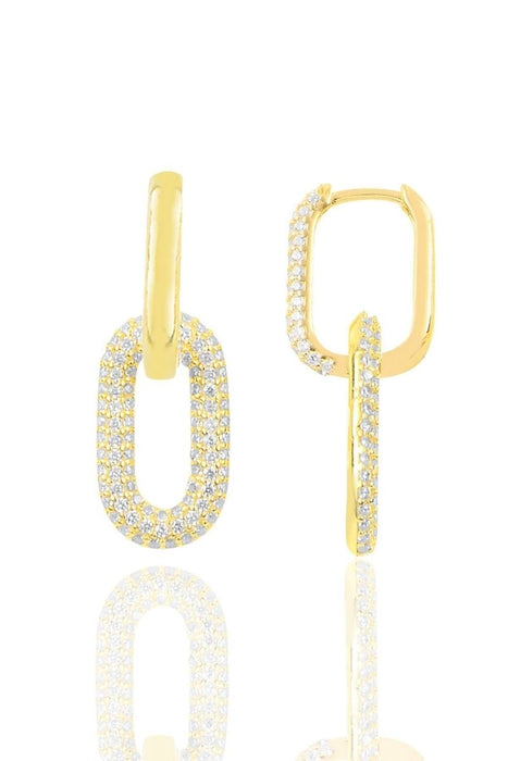 Sogutlu | Silver Gold Gilded Zircon Stone Dangle Trend Earrings Sogutlu Earrings
