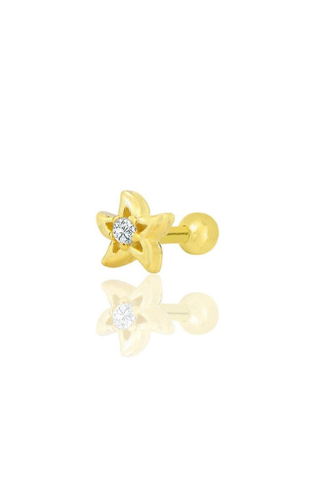Sogutlu | Silver Gold Gilded Zircon Stone Star Model Tragus Helix Piercing Earrings