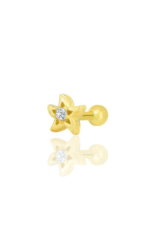 Sogutlu | Silver Gold Gilded Zircon Stone Star Model Tragus Helix Piercing Earrings Sogutlu Earrings