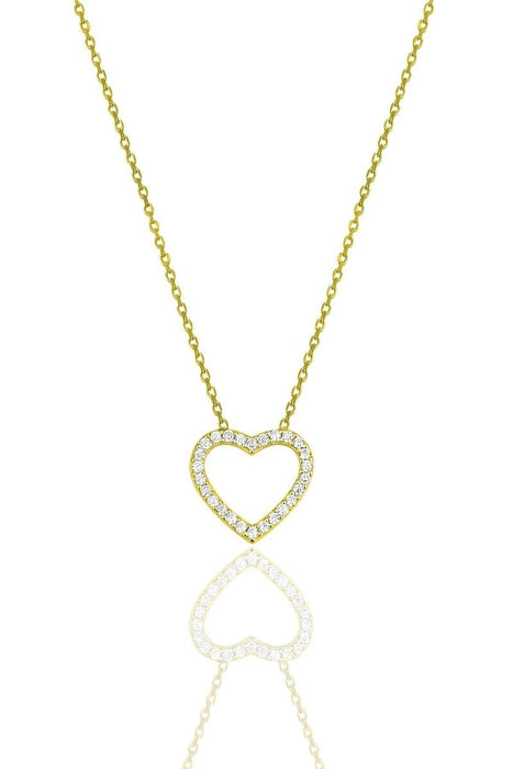 Sogutlu | Silver Gold Gilded Zirconia Heart Necklace Sogutlu Necklaces