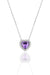 Sogutlu | Silver Rhodium Amethyst Diamond Heart Necklace Sogutlu Necklaces