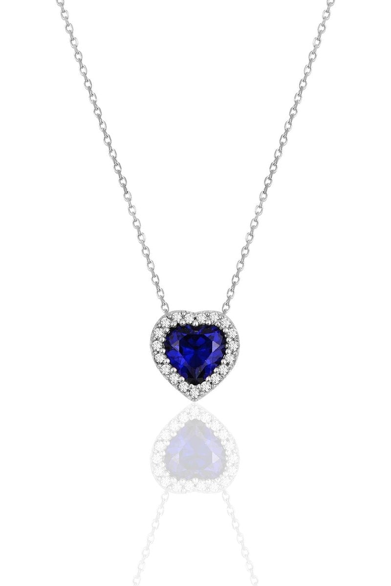 Sogutlu | Silver Rhodium Amethyst Diamond Heart Necklace