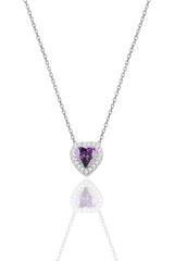 Sogutlu | Silver Rhodium Amethyst Diamond Heart Necklace