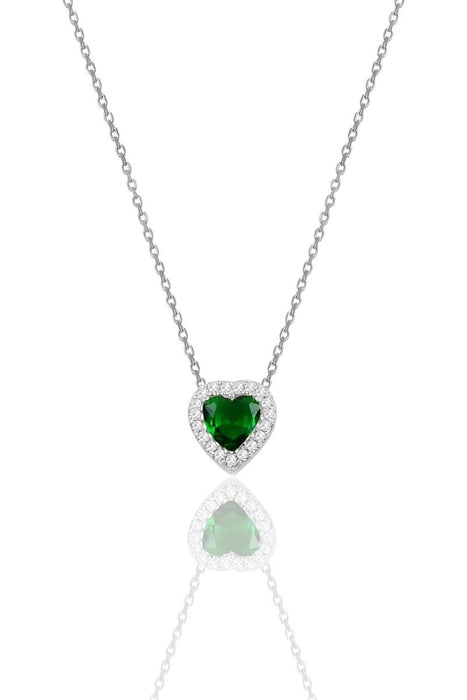Sogutlu | Silver Rhodium Amethyst Diamond Heart Necklace Sogutlu Necklaces