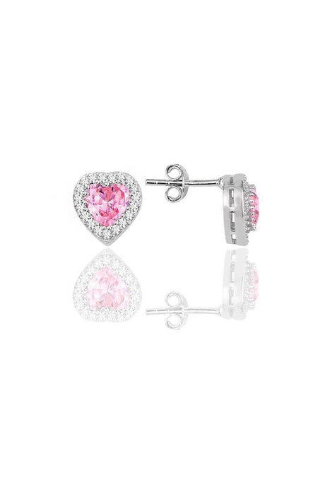 Sogutlu | Silver Rhodium Plated Sapphire Diamond Heart Necklace, Earrings And Bracelet Triple Set Sogutlu Necklaces, Earrings
