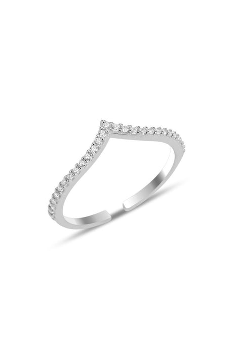 Sogutlu | Silver Rhodium Plated Zircon Stone Bottom Adjustable Passion Ring