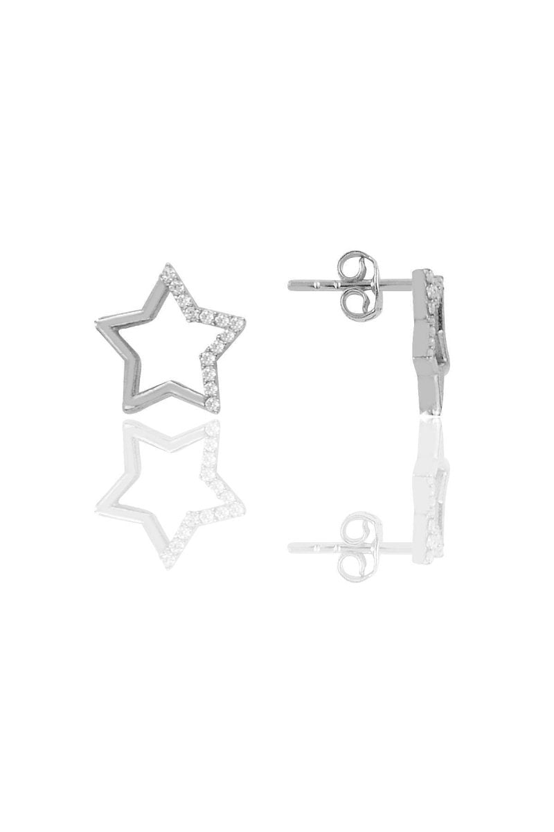 Sogutlu | Silver Rhodium Plated Zirconia Stud Earrings