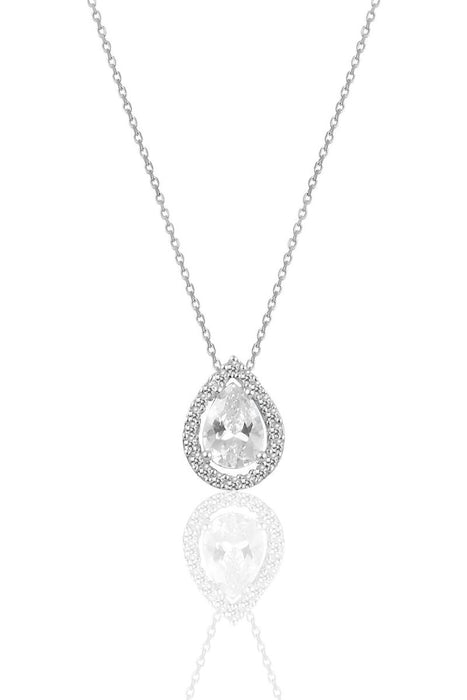 Sogutlu | Silver Rhodium Red Stone Drop Model Necklace Sogutlu Necklaces