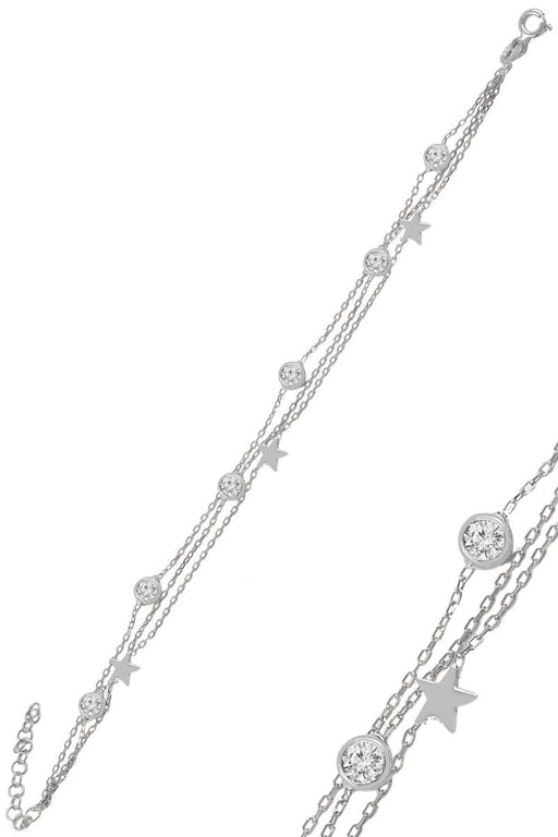 Sogutlu | Silver Rhodium Zircon Stone Star Figure Bracelet Sogutlu Bracelets