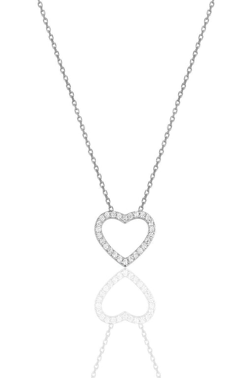 Sogutlu | Silver Rhodium Zirconia Heart Necklace Sogutlu Necklaces