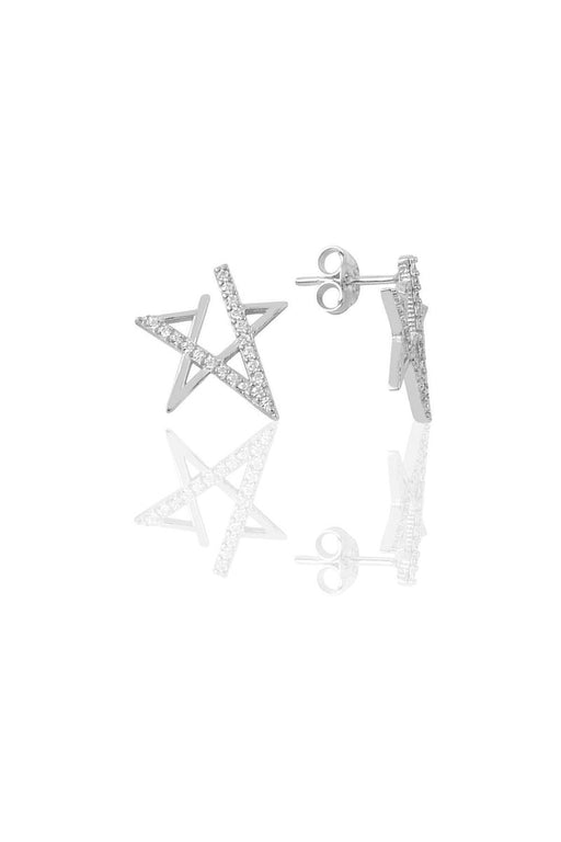Sogutlu | Silver Rhodium Zirconia Star Earrings