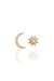 Sogutlu | Silver Rose Zirconia Moon And Sun Combination Earrings