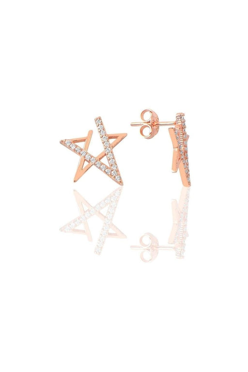Sogutlu | Silver Rose Zirconia Star Earrings