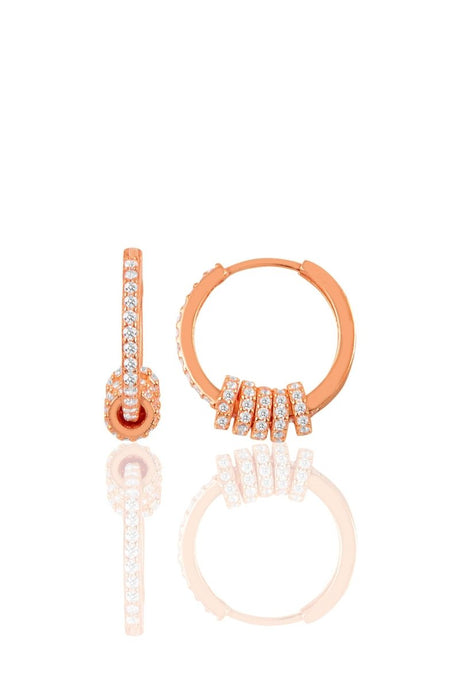 Sogutlu | Silver Zircon Stone Hoop Earrings